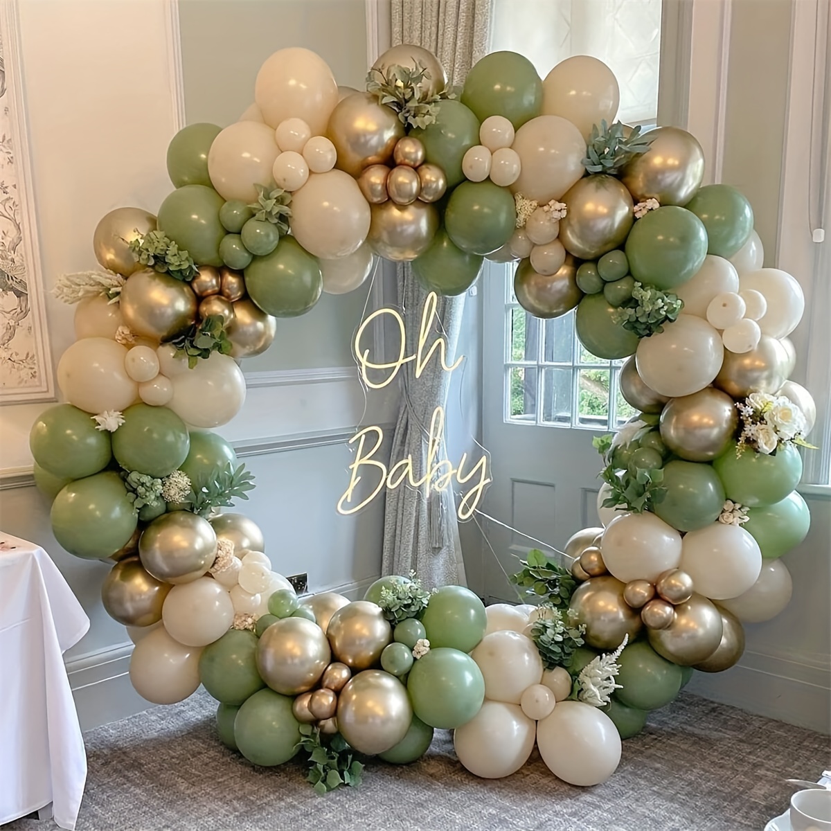 Arco orgánico de globos verde oliva - Guirnaldas deco