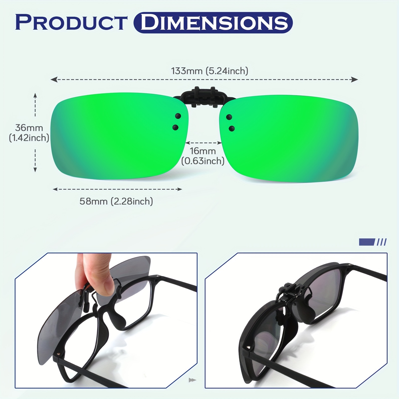Trendy Premium Rectangle Polarized Sunglasses Clip Night Vision Goggles Lens  For Men Women Outdoor Sports Vacation Travel Driving Fishing Supplies Photo  Props In 2 Colors - Jewelry & Accessories - Temu