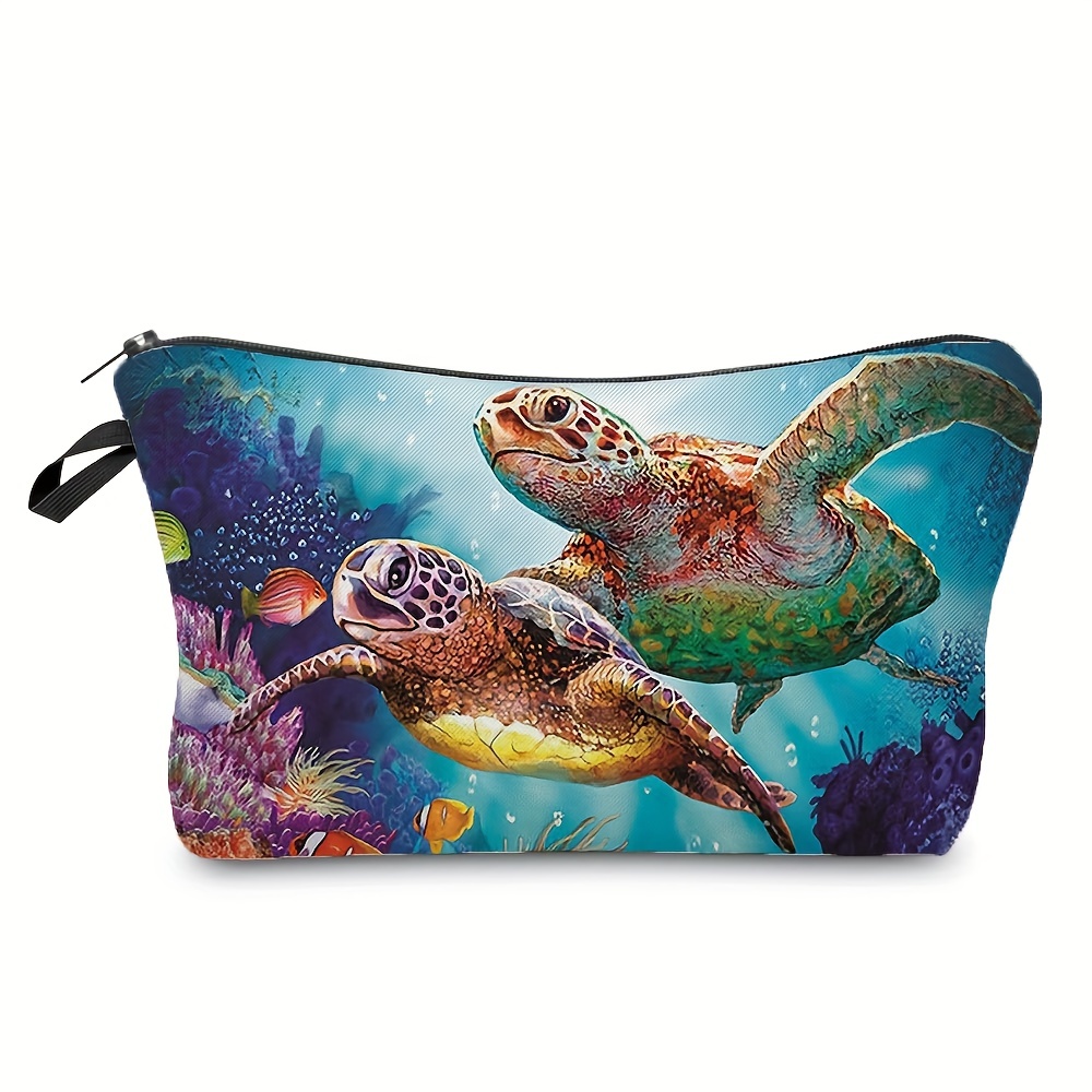 Dolphin Print Cosmetic Storage Bag, Portable Canvas Pouch