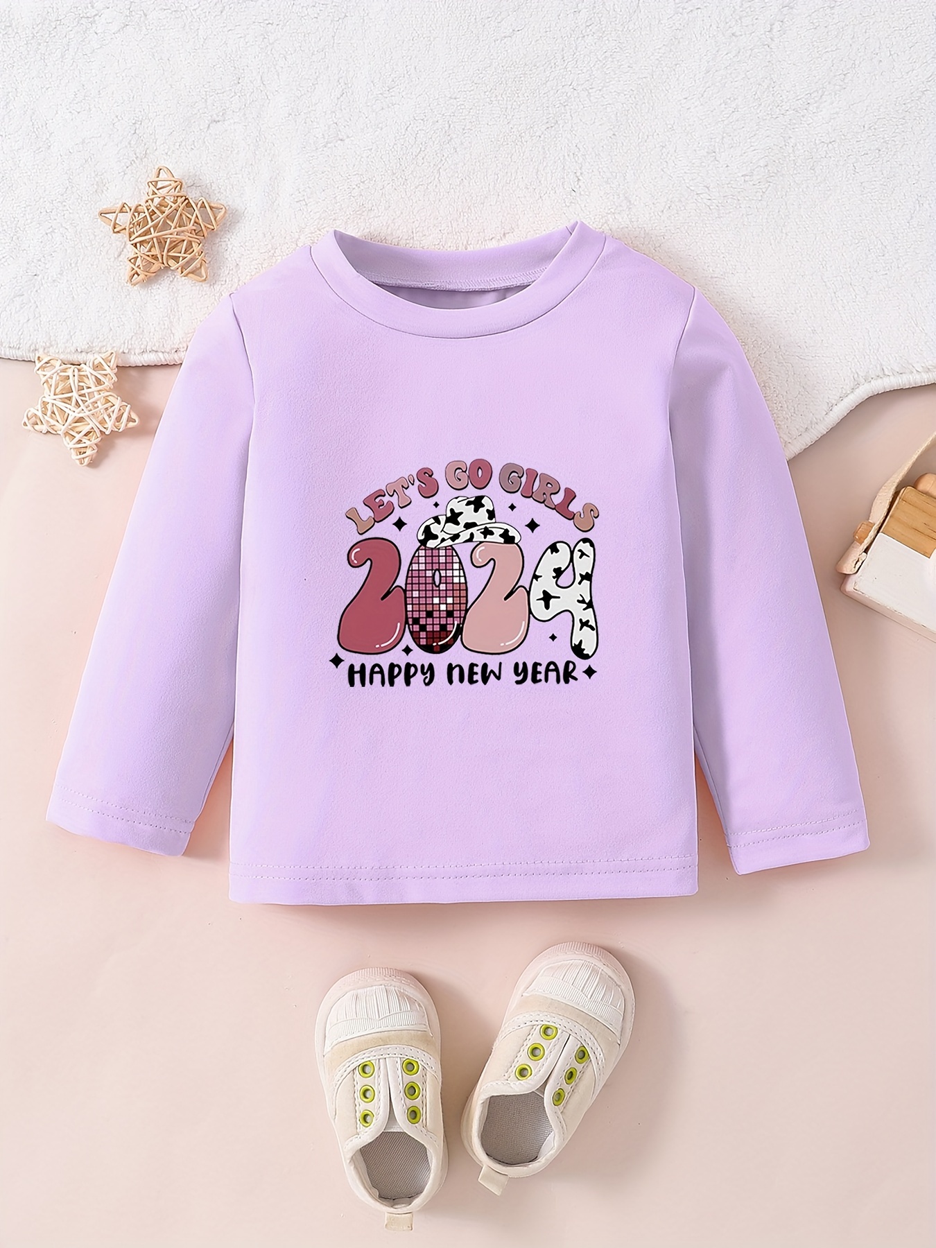 1st Birthday Print Long Sleeve T shirt Kids Stylish Crew - Temu