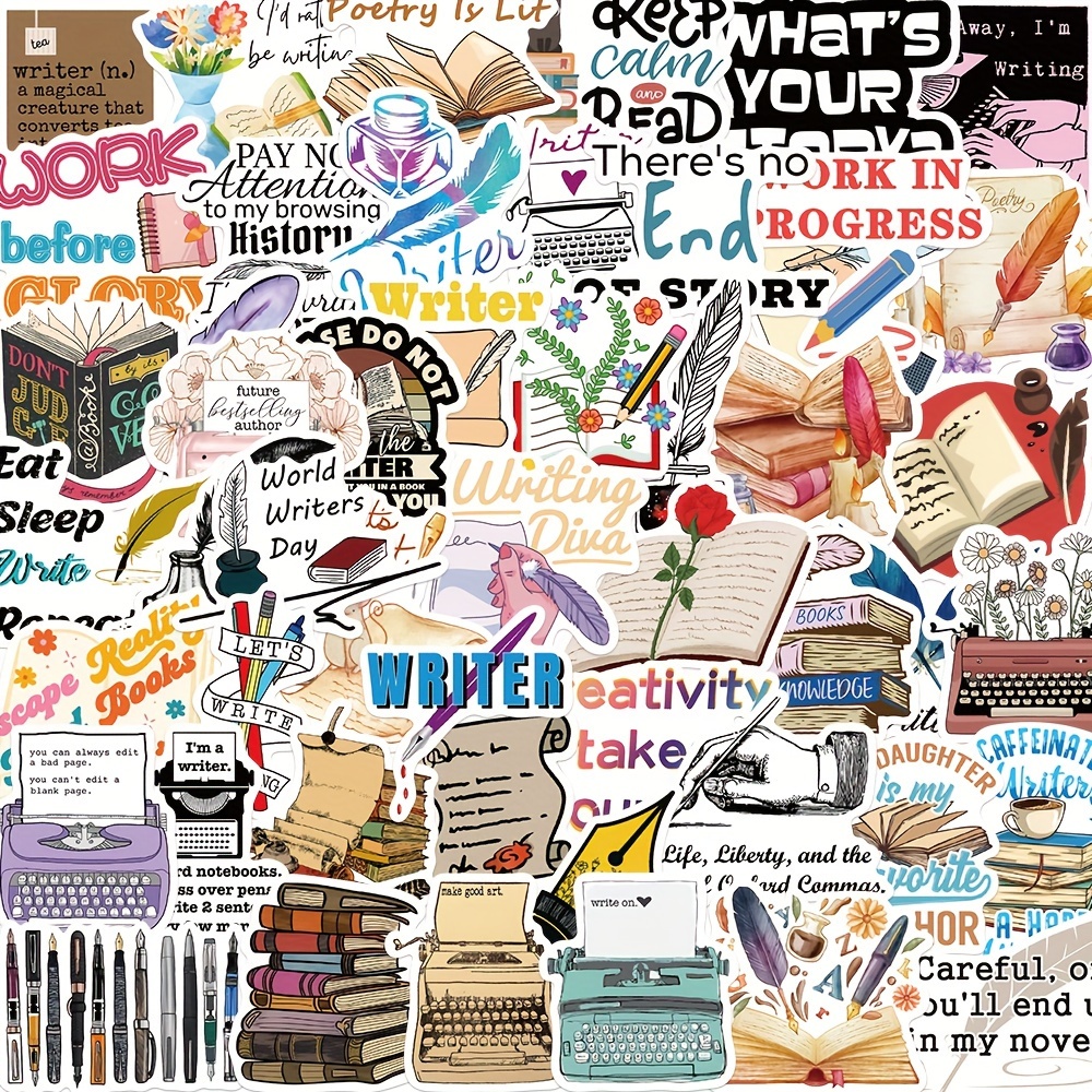 Writer Stickers Writing Stickers Literature Stickers - Temu