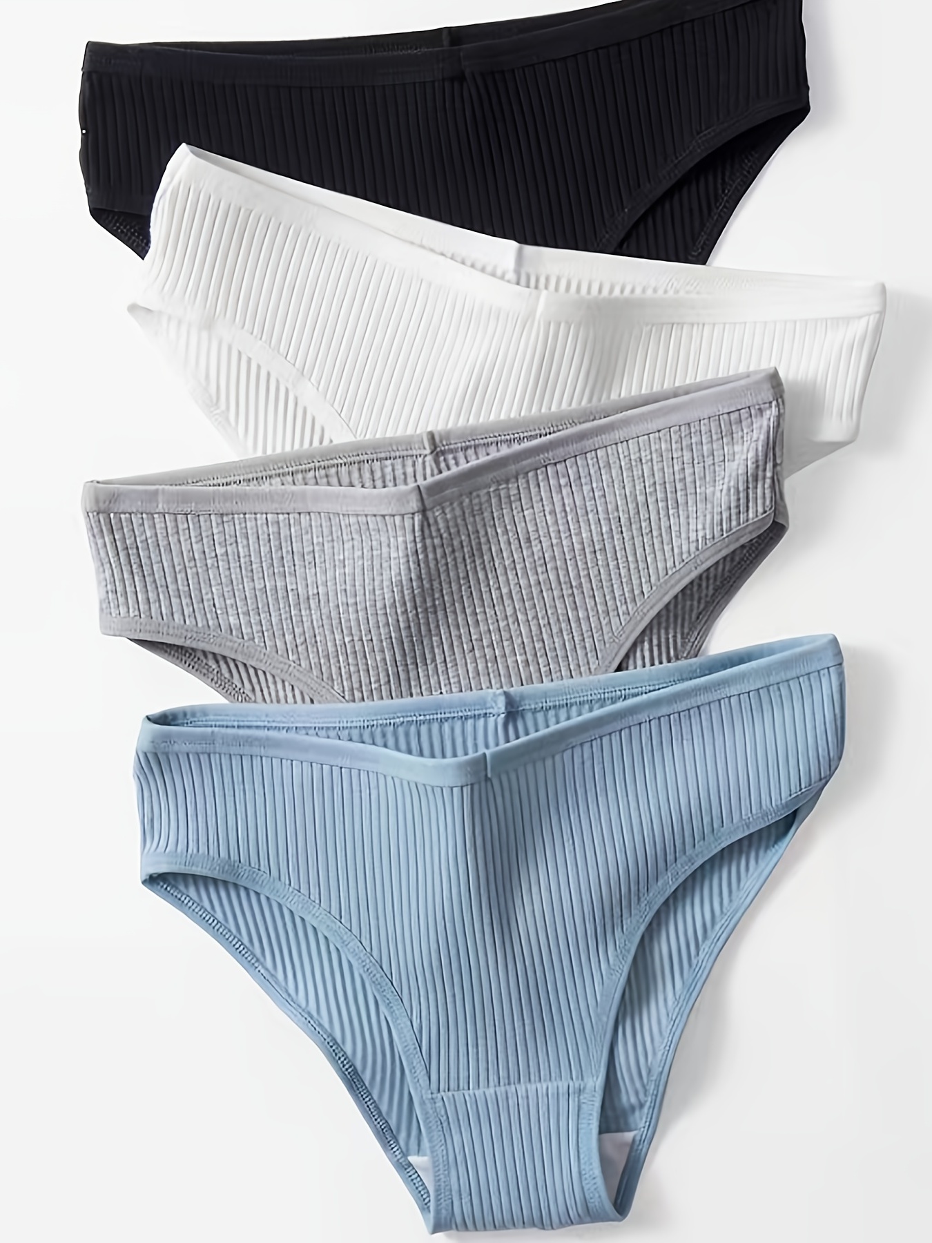 Solid Ribbed Briefs Comfy Breathable Stretchy - Temu