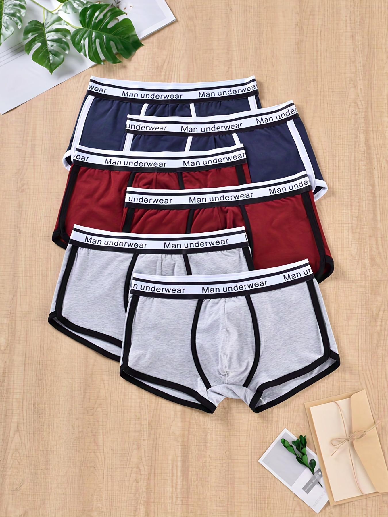 5pcs Men's Boxer Briefs Figure Colors Cotton Breathable Stretch Underwear