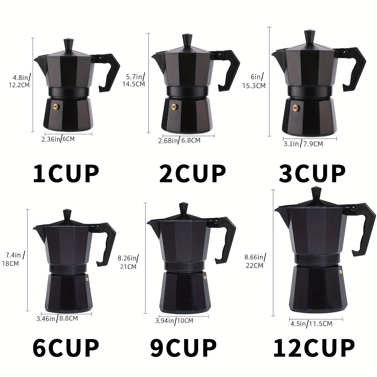 Portable 1cup/2cup/3cup/6cup/9cup/12cup Percolator Mocha Stovetop Moka  Coffee Maker Espresso Machine Moka Pot Percolator Pot