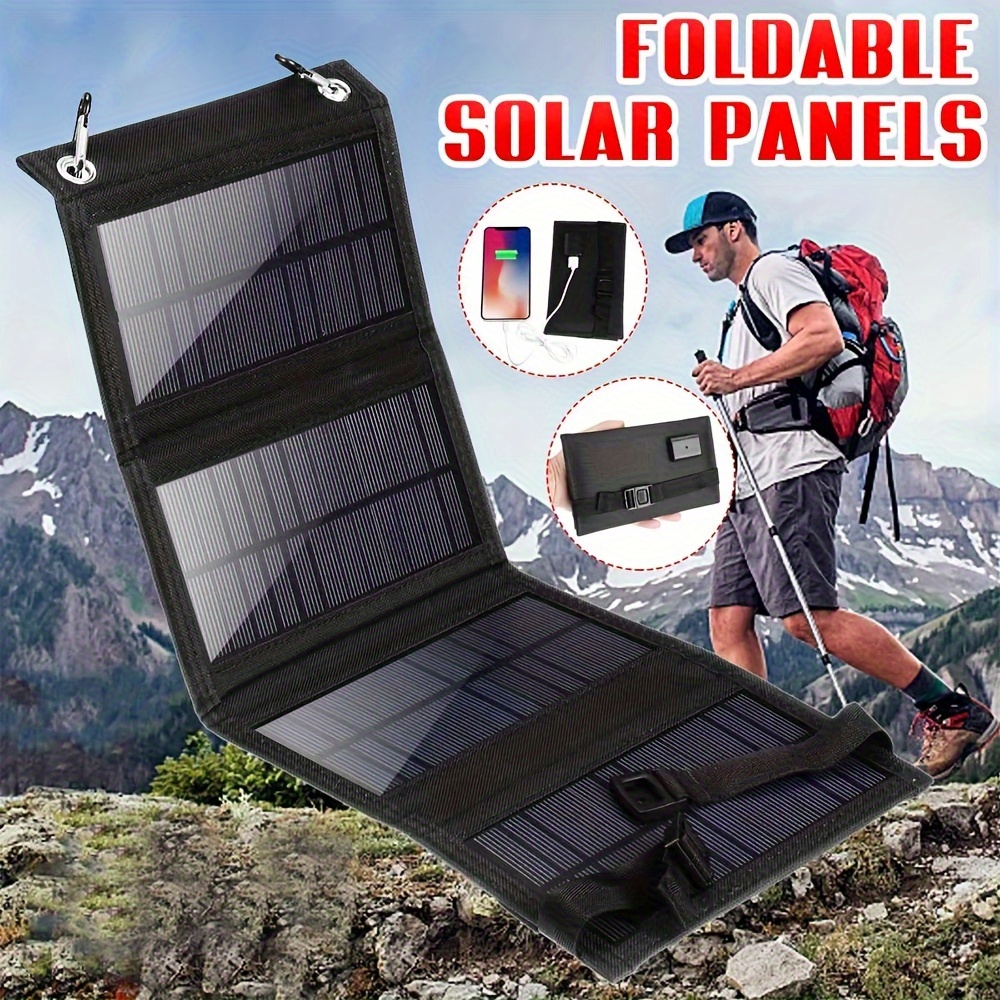 Pannello solare portatile e pieghevole con ricarica rapida, caricatore  solare, powerbank per telefono, camper, orologi da esterno, DC + USB, 20V,  75W