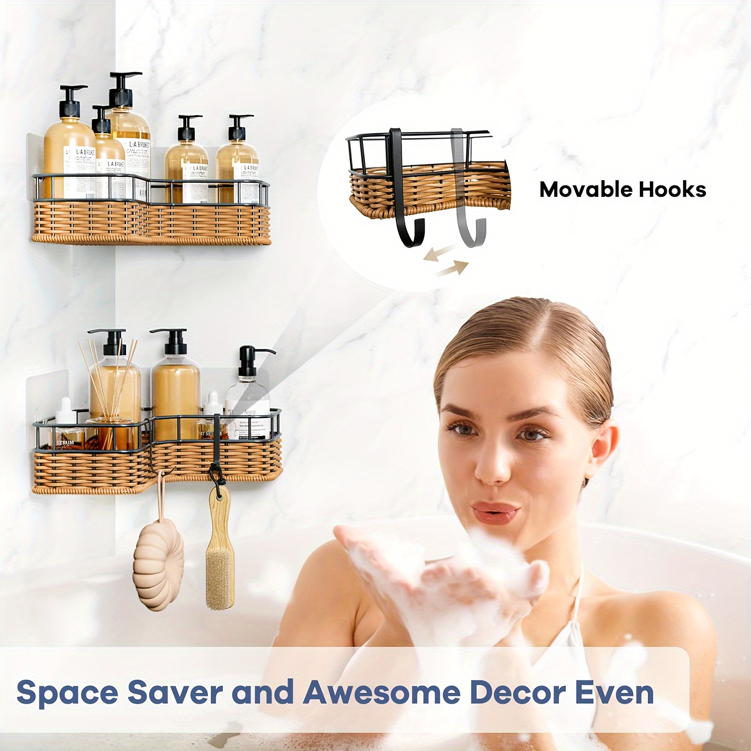 Corner Shower Caddy Adhesive Shower Corner Organizer Shelves - Temu