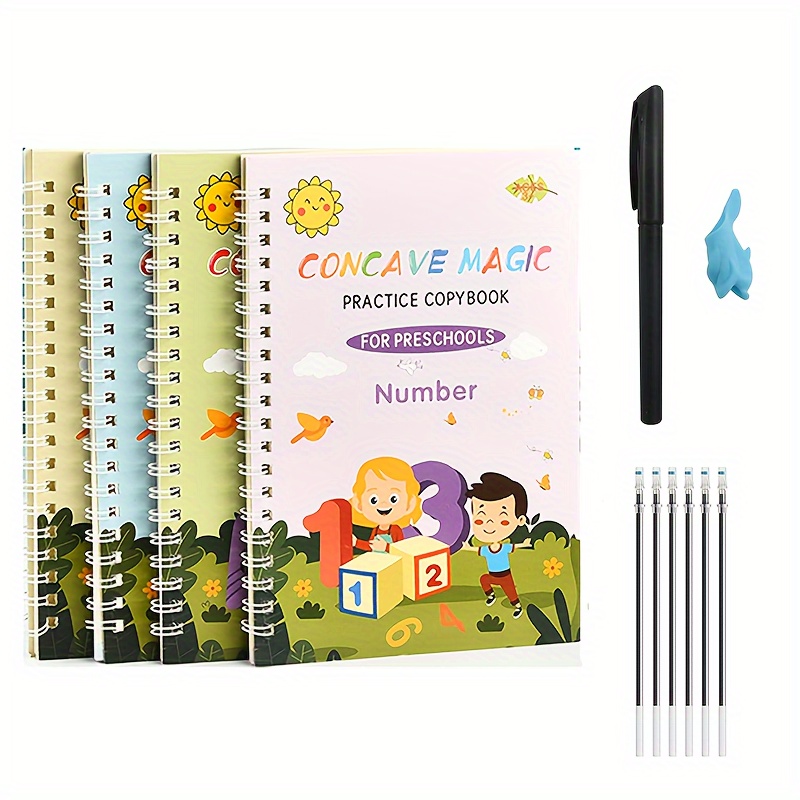  4 Pack Grooved Handwriting Books for Kids Magic
