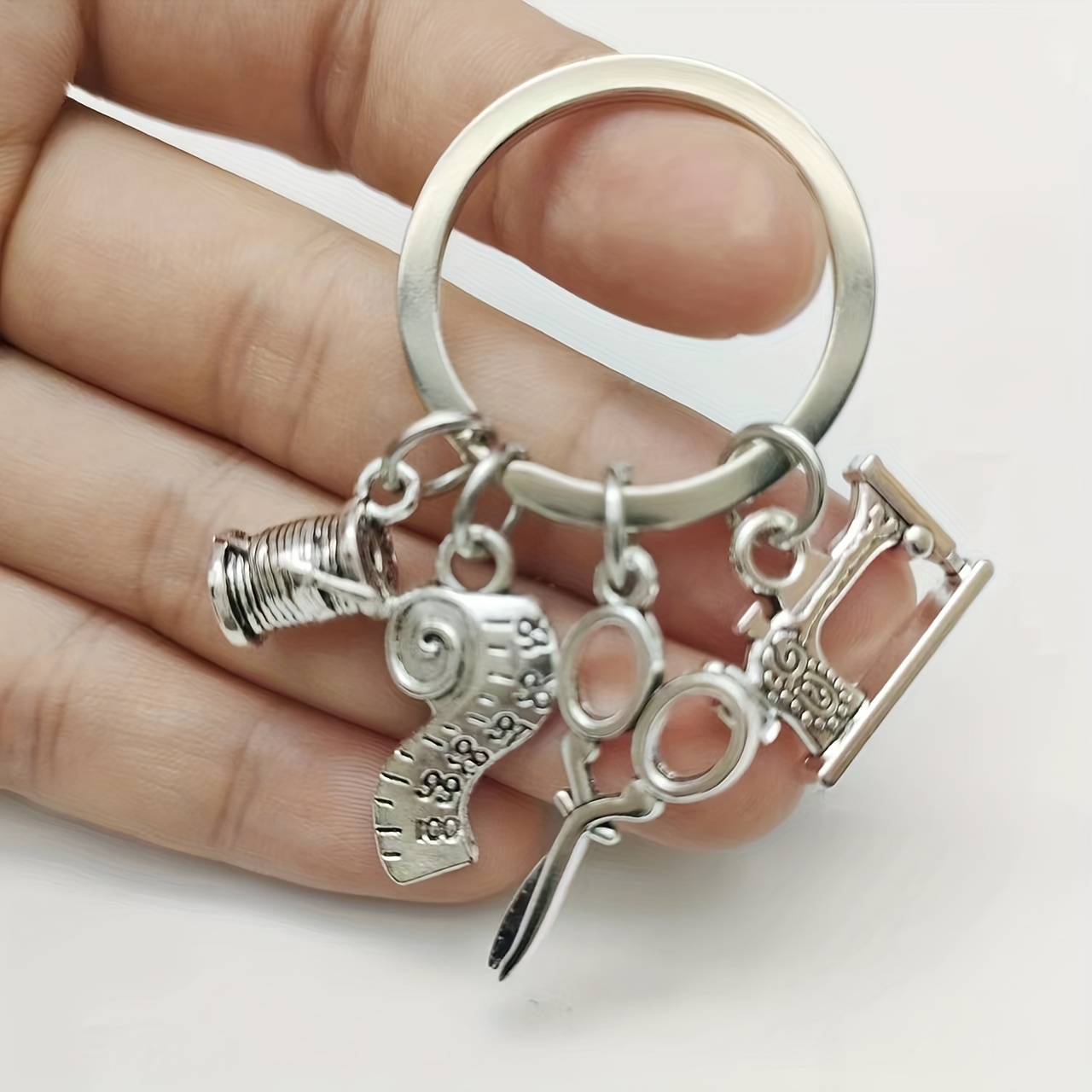 Silvery Sewing Machine Scissors Shape Keychain Pendant Bag - Temu