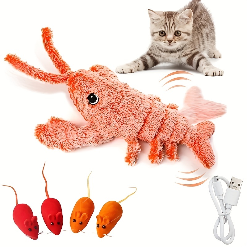 Pet Cat Dog Flopping Lobster Motion Activated Moving Toys Usb