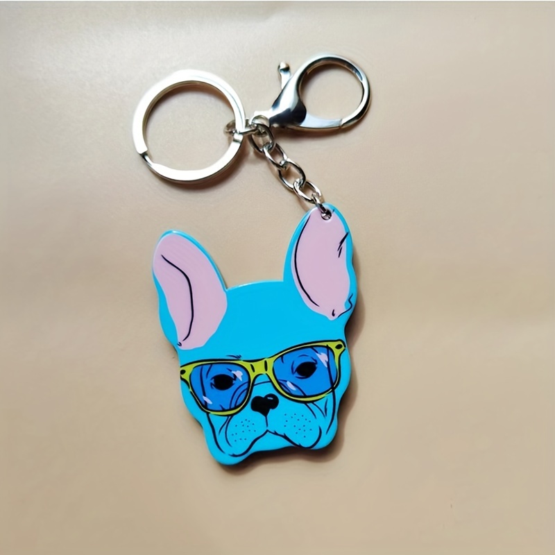 Kawaii Bell French Bulldog Keychain for Women Bag Pendant Dog