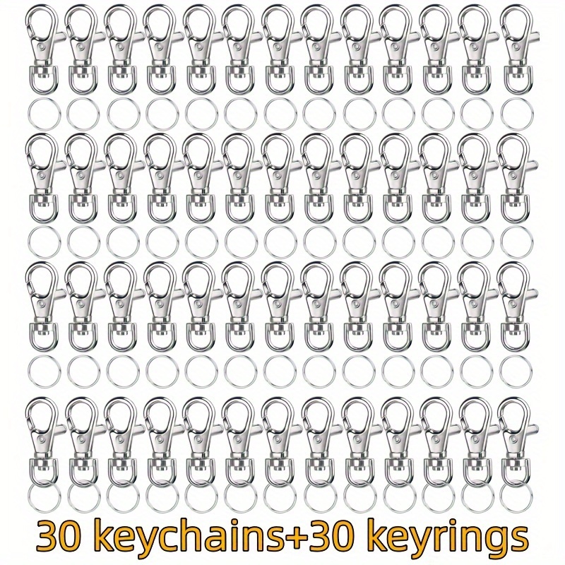 30pcs Keychain With Key Ring, Includes 15pcs Keychain Hooks And