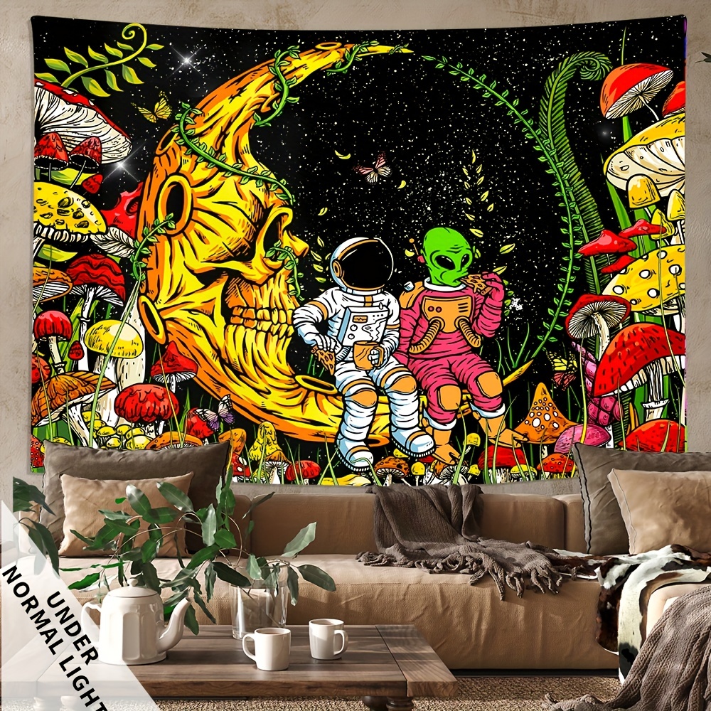 Skull Glowing Tapestry Wall Hanging Party Background Wall - Temu