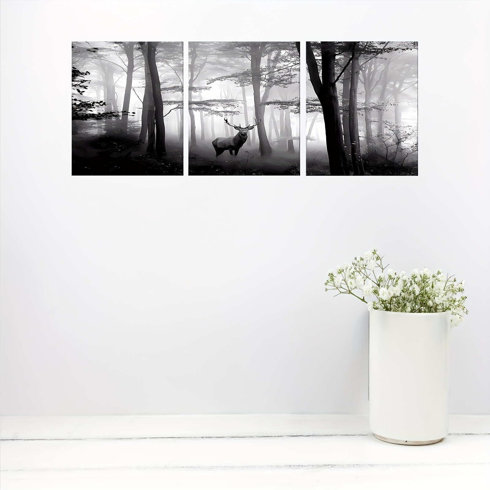 Black And White Forest Canvas Wall Art Paintings For Living - Temu