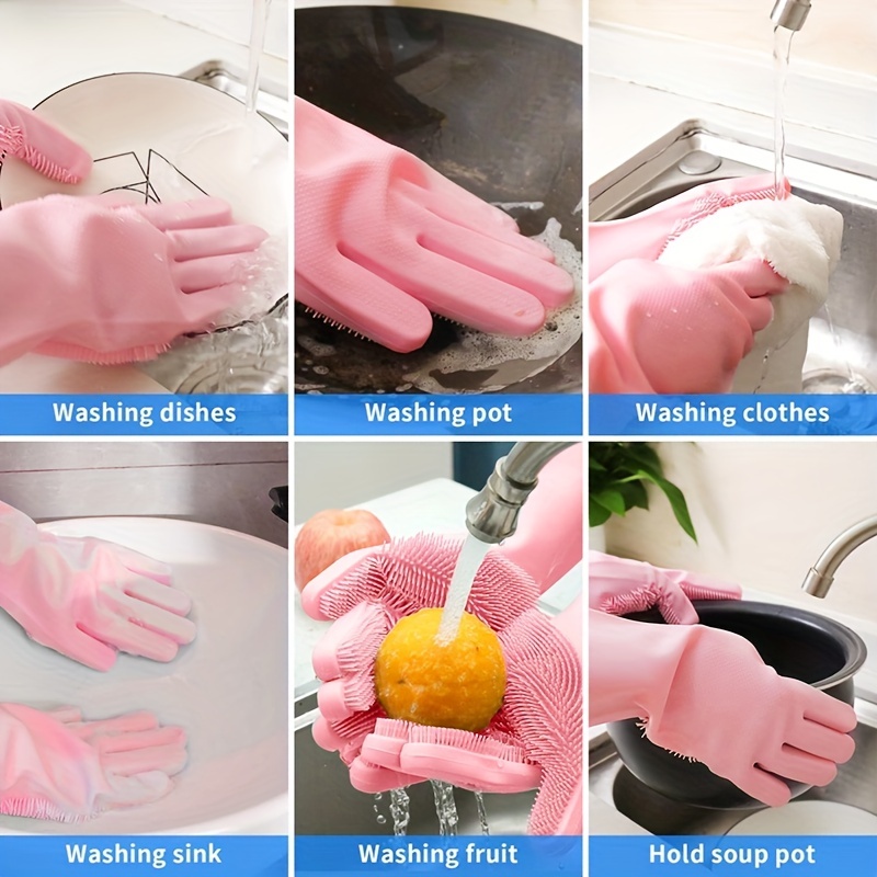 Magic Gloves Dish Washing Pet Home Silicone Rubber Scrubber