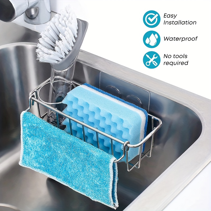 KINCMAX Adhesive Sink Organizer Sponge Holder+Dish Cloth
