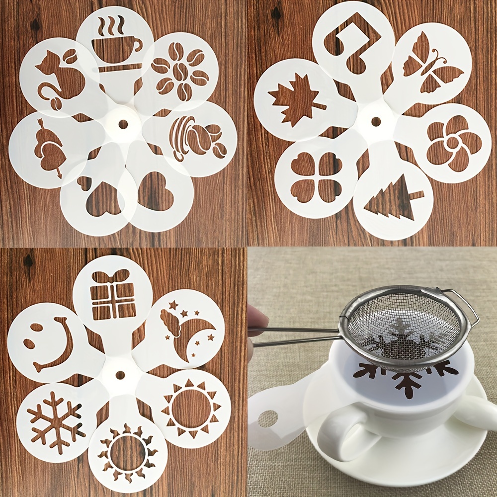 Plastic Coffee Stencils Latte Cappuccino Arts Coffee Garland - Temu