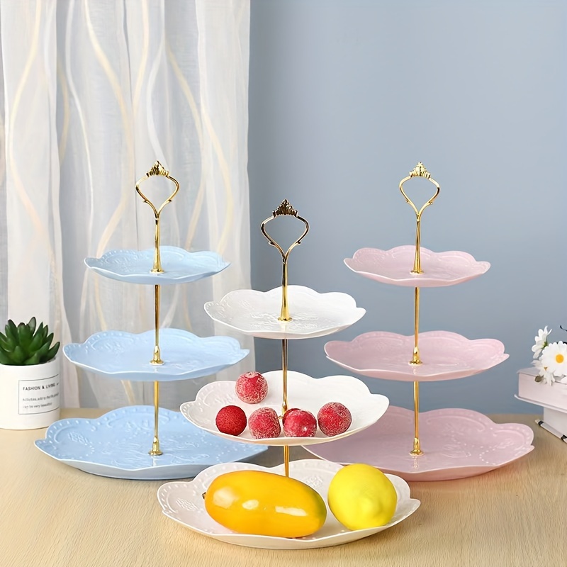 stand de gâteau de mariage rectangulaire à 3 niveaux ou support de dessert,  plateau de service à trois niveaux pour cupcakes