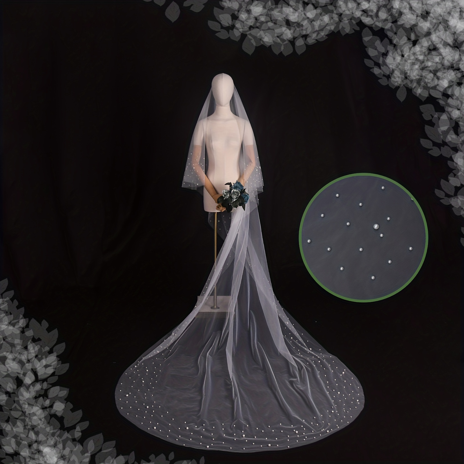 Romantic Faux Pearl Veil With Blusher 2 Tiers Bridal Veil - Temu