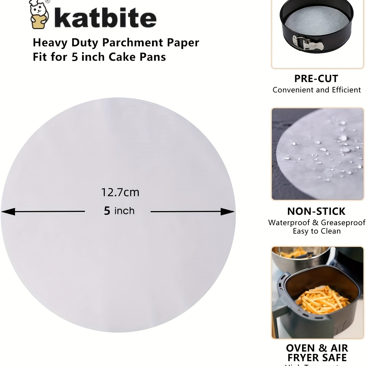 Katbite 6 Inch 200Pcs Parchment Paper Rounds Round Baking Sheets Paper Uses  fo