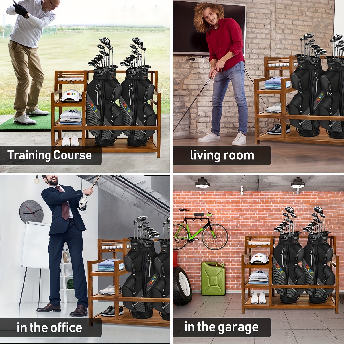 Golf Storage Organizer for Garage, Golf Bag Holder Club Organizer Rack,  Fits for