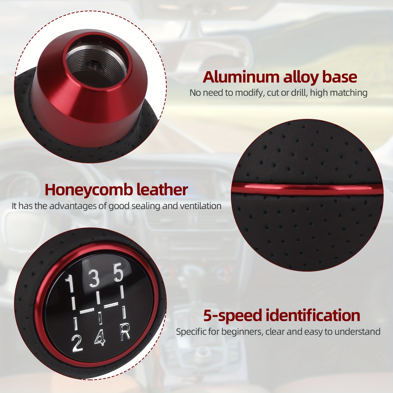 Aluminum + Pu Leather Universal 5 speed Ball Shift - Temu Canada