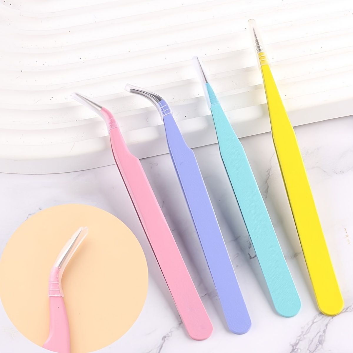  2 Pcs Stainless Steel Eyebrow Tip Tweezers Picker Eyelash  Extensions Nippers for Women : Beauty & Personal Care