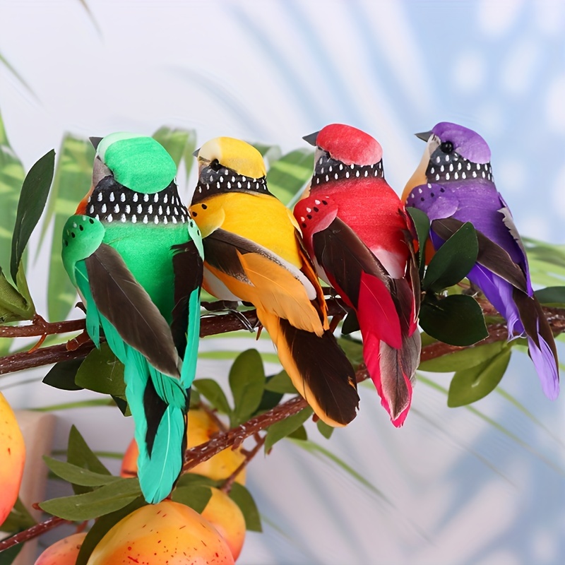 2pcs Artificial Feather Lovebirds Colorful Cute Fake Bird Home Garden Decor  Gift