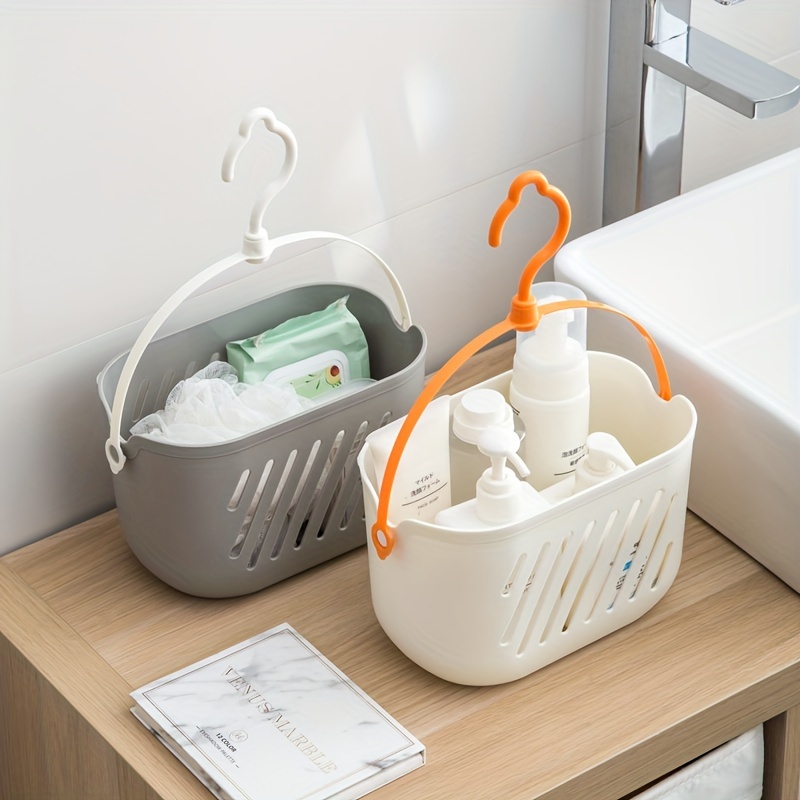 Plastic Home Storage Basket Hanging Shower Basket With Hook For