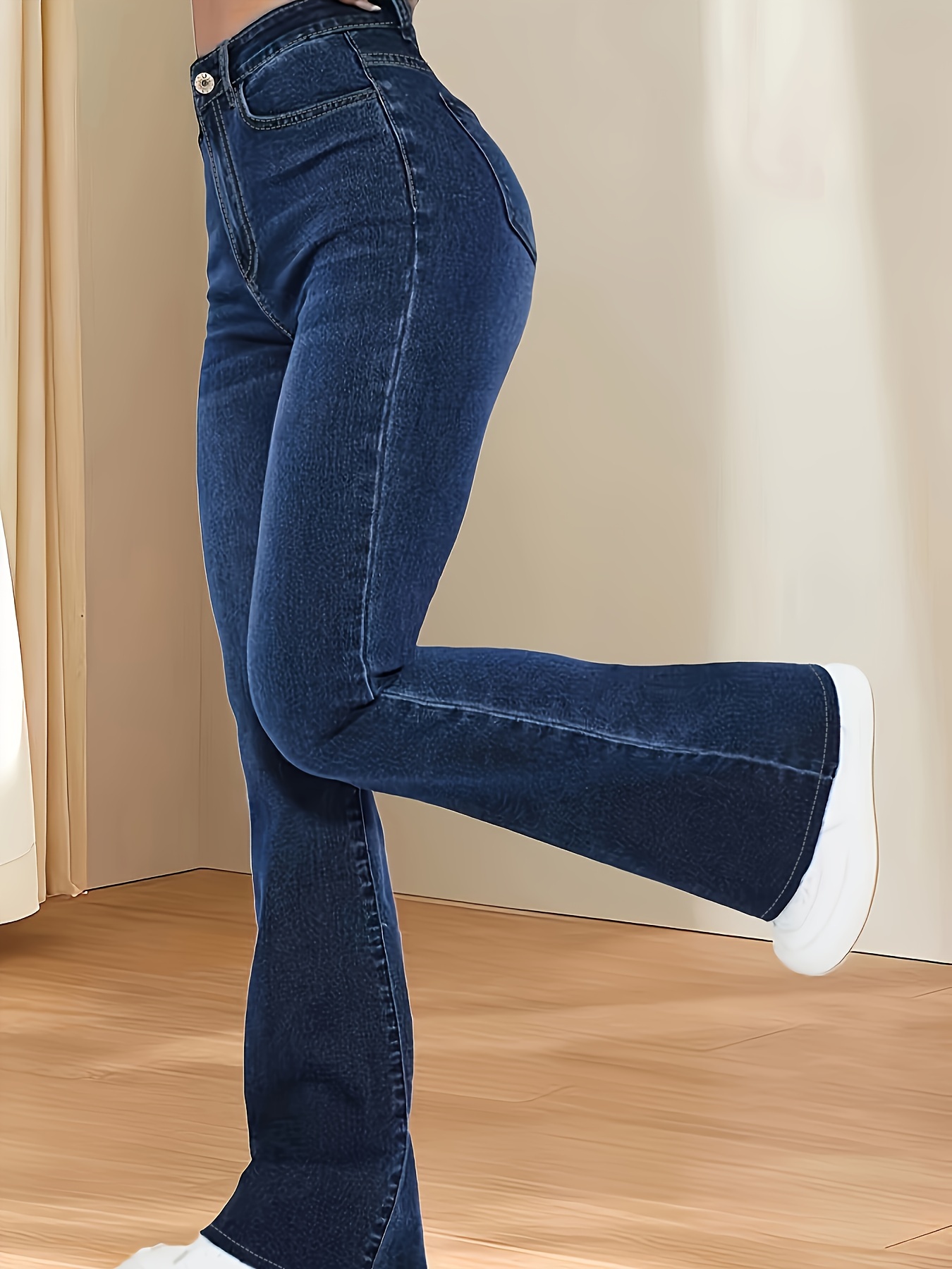 Women's Bootcut stretch Jeans Tall Long leg Denim Flared Pants Blue fade UK  6-14