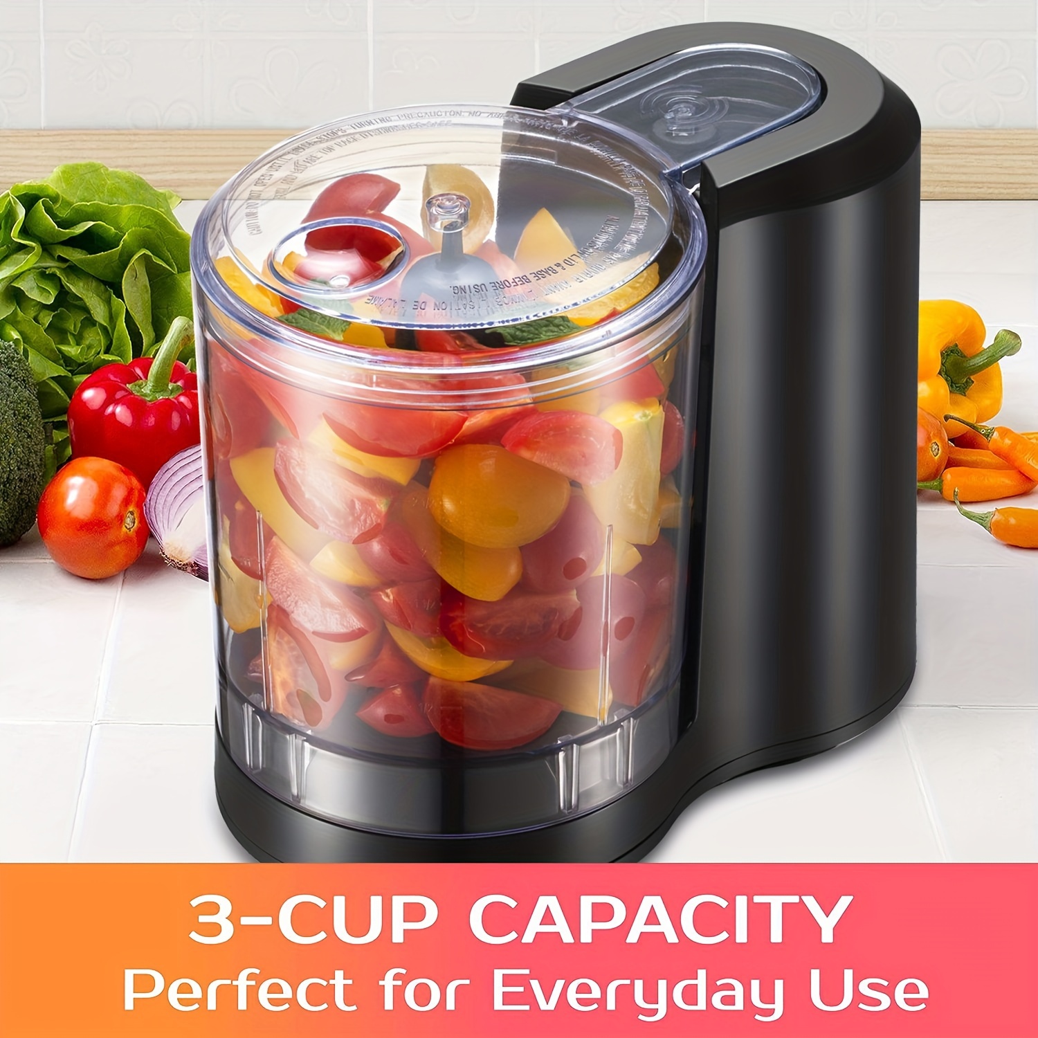 Mini Food Chopper Mixer Puree Processor Compact Electric Kitchen 3-Cup Capacity