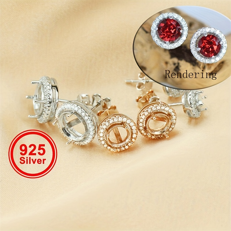 925 Sterling Silver Rose Golden Tone DIY Prong Studs