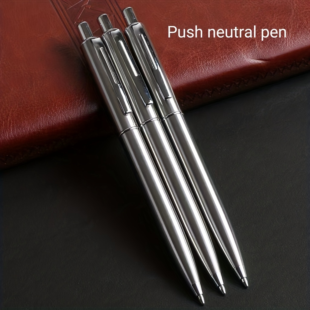 

Smooth Writing Experience: 1pc Full Metal Press Gel Pen With 0.5 Tip And 1pc Refill