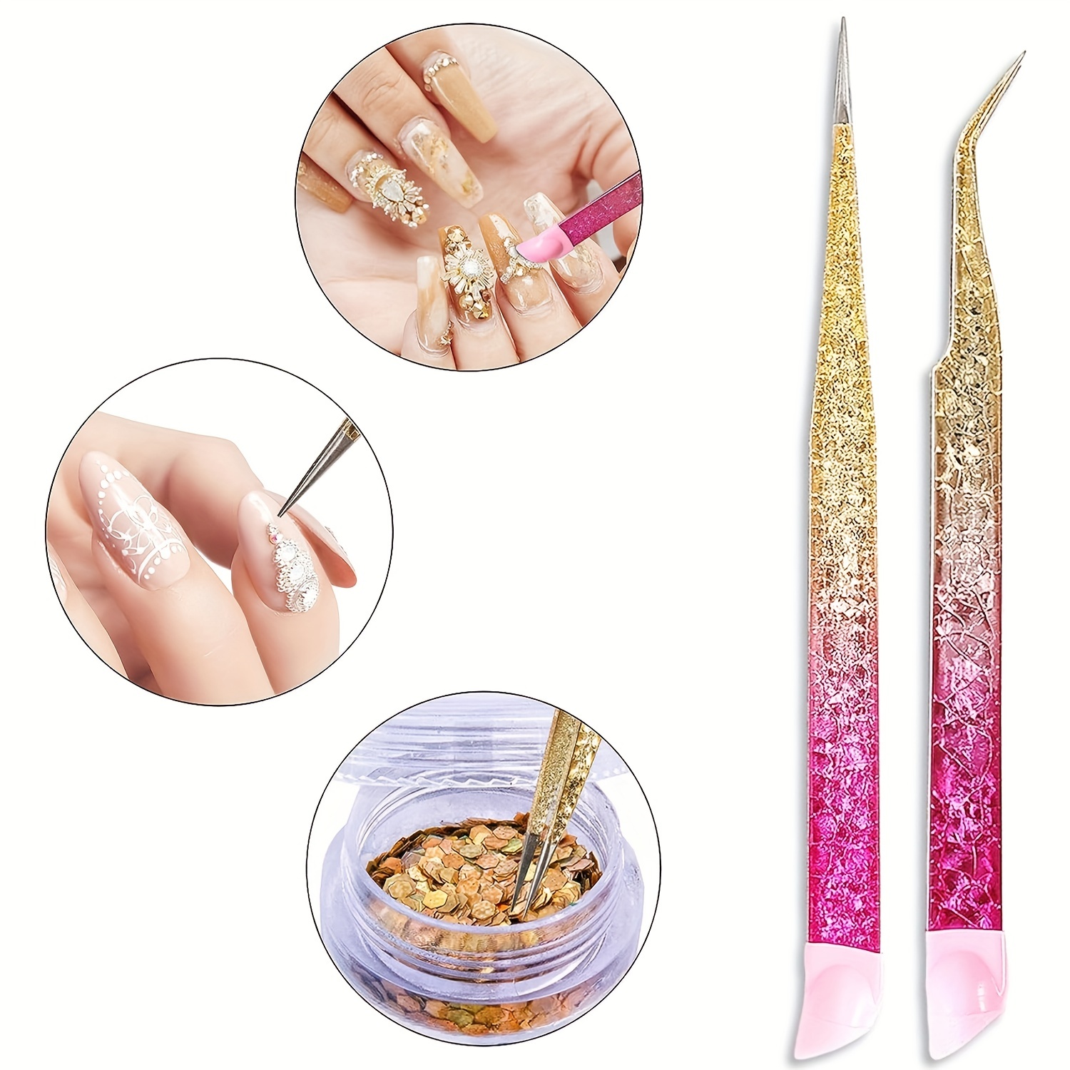 Double Ended Silicone Nail Art Tweezers With Pressing Head - Temu