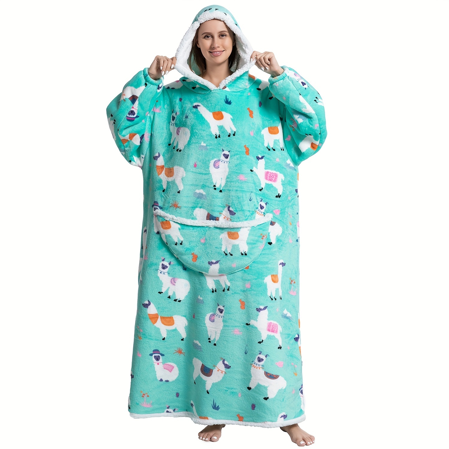 Cartoon Pattern Hoodie Wearable Blanket Women Men Oversized - Temu