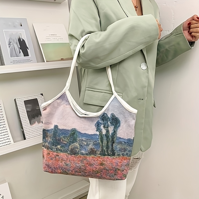 Art Painting Print Tote Bag, Aesthetic Canvas Shoulder Bag, Reusable Large Shopping  Bag - Temu Netherlands