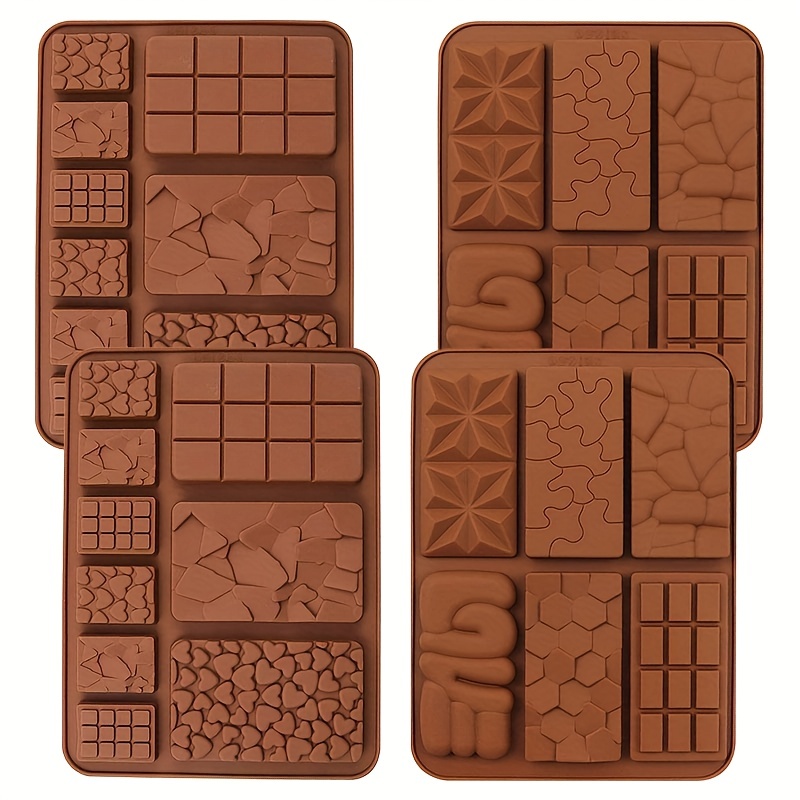 Silicone Mini Rectangle Thin Waffle Chocolate DIY Mold Break-Apart  Chocolate Chip 2 Brown Silicone mold