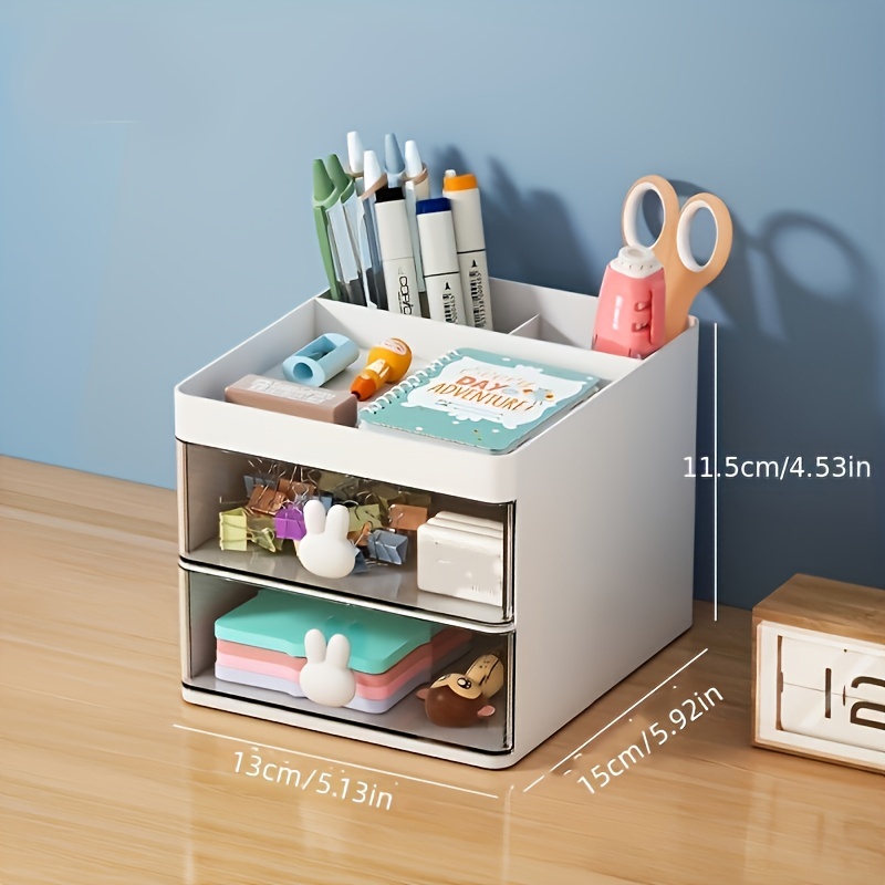 Cute Pen Holder Storage Organizer Boxes with Drawer Cosmetic Rack