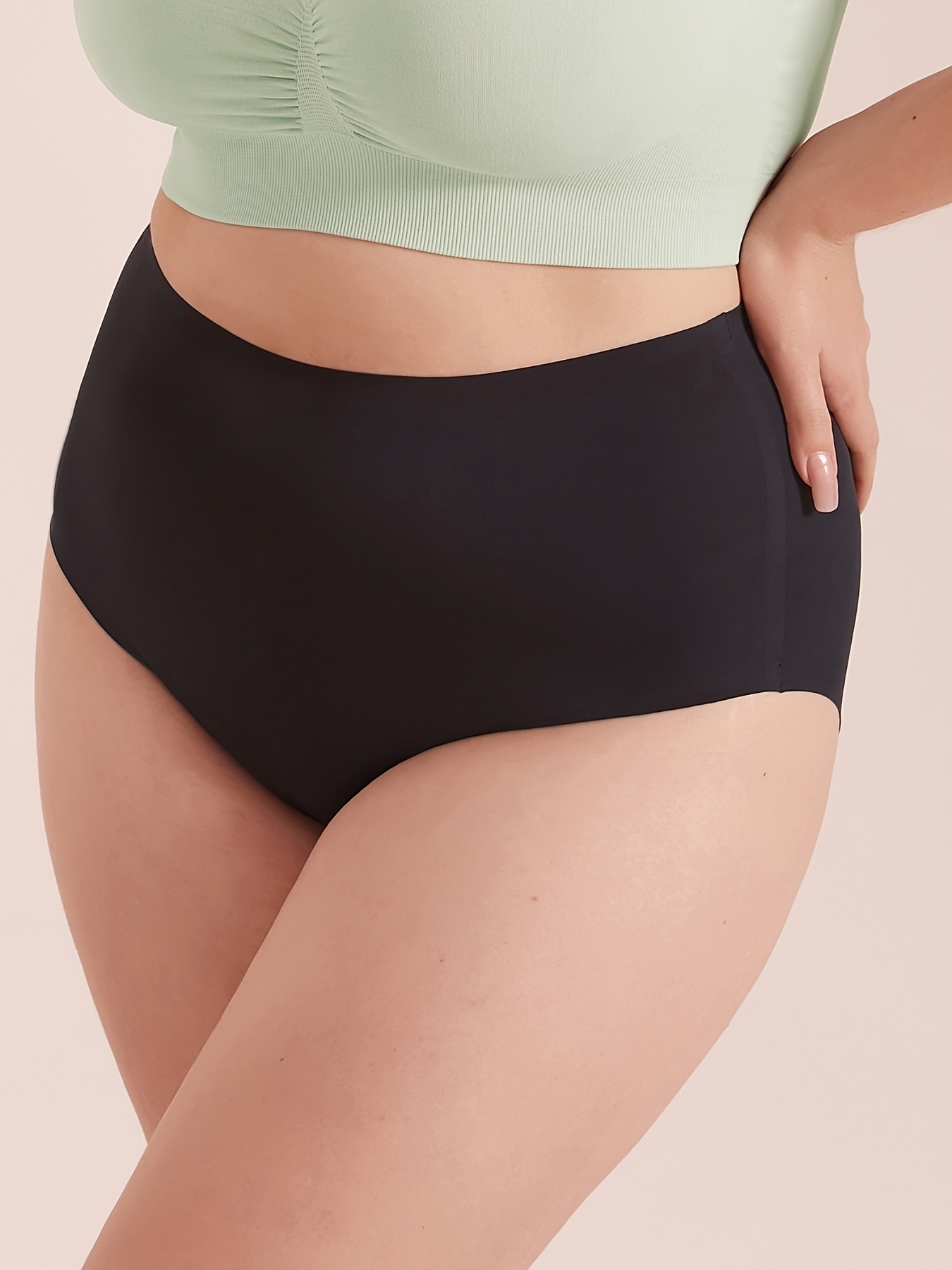 Luxury Stretch Cotton High-Waisted Panties in Black