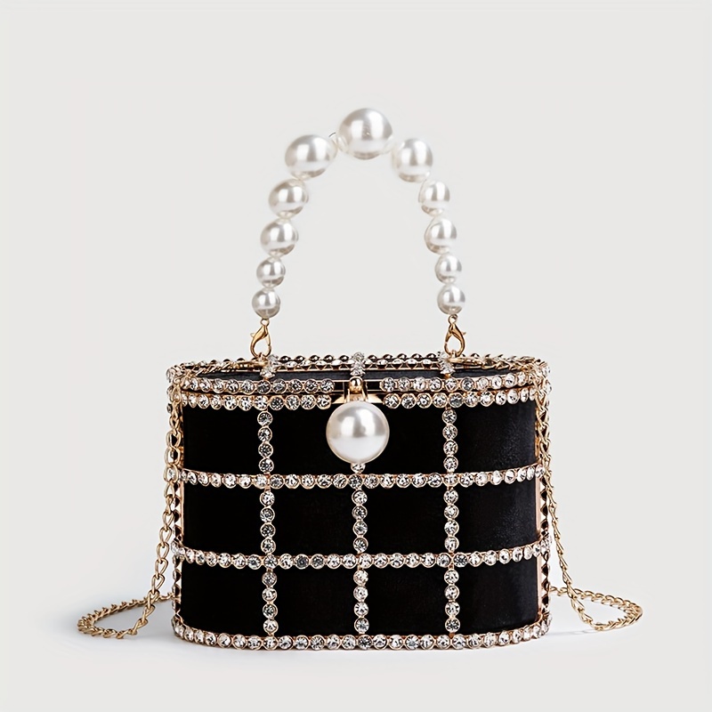 Elegant Spherical Evening Bag, Wedding Handbag, Handmade Rhinestone & Faux  Pearl Bag - Temu Belgium