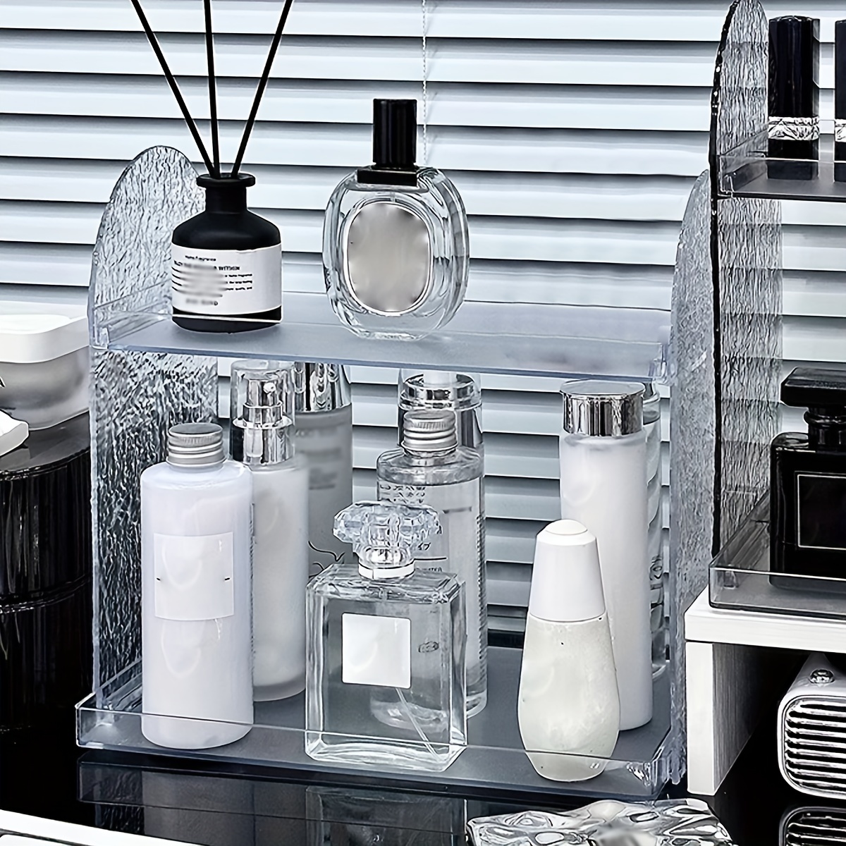 Acrylic Bathroom Storage Holder Metal Skincare Makeup Organizer Rack  Cosmetic Shampoo Cabinet Shelf New Arrival Free Shipping