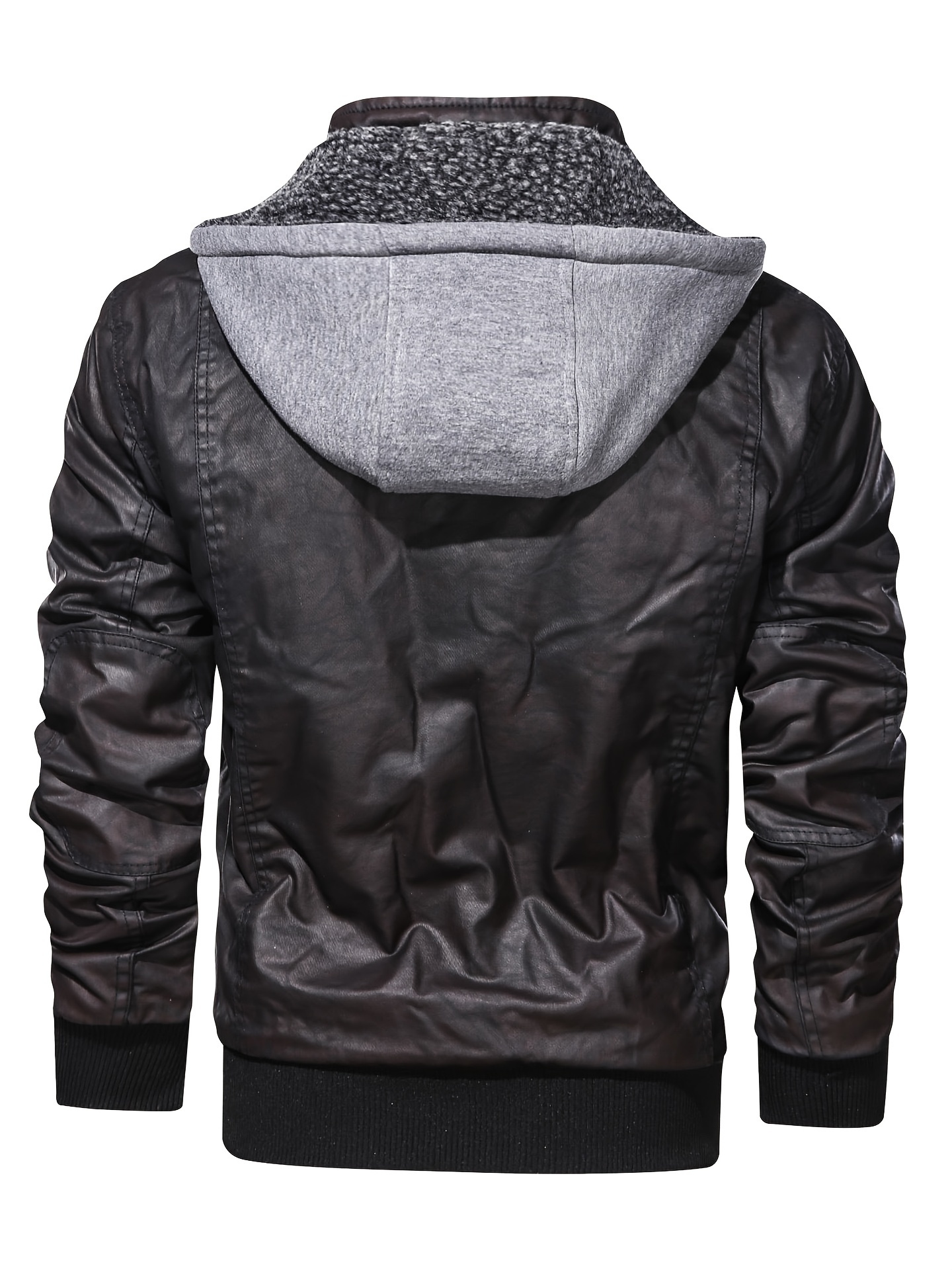 Leather jacket with outlet cotton hood