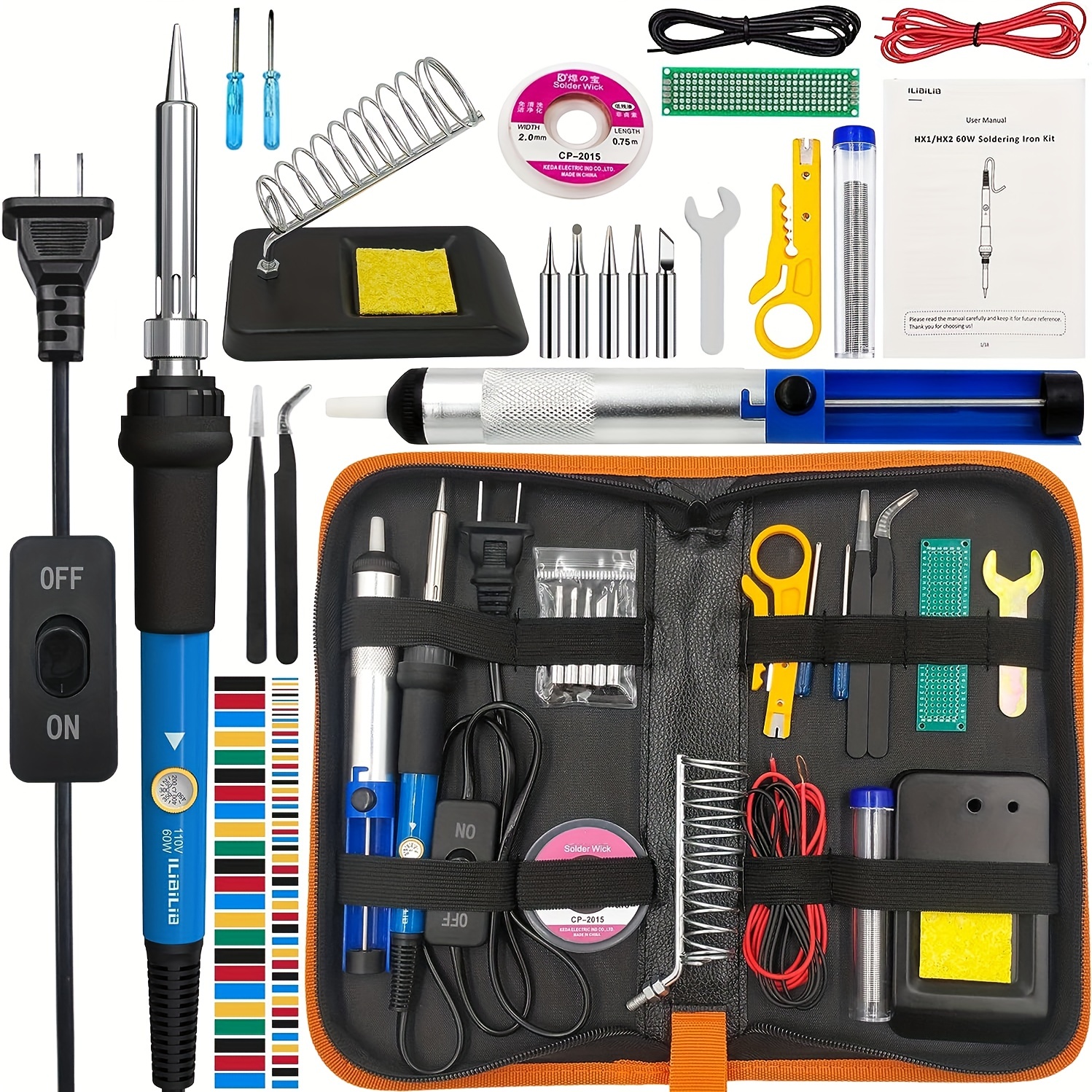 Soldering Iron Kit for Electronics 60W Wires Electronics Recharchable Beginners Electronics Project Soldering Iron Kit for Electronics Wireless