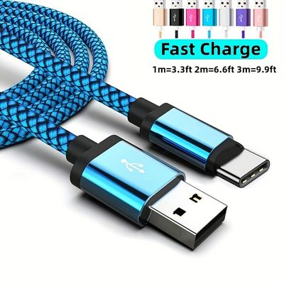 nylon usb type c cable fast charging data cord for samsung xiaomi vivo oppo redmi and more usb c smartphones charger cable
