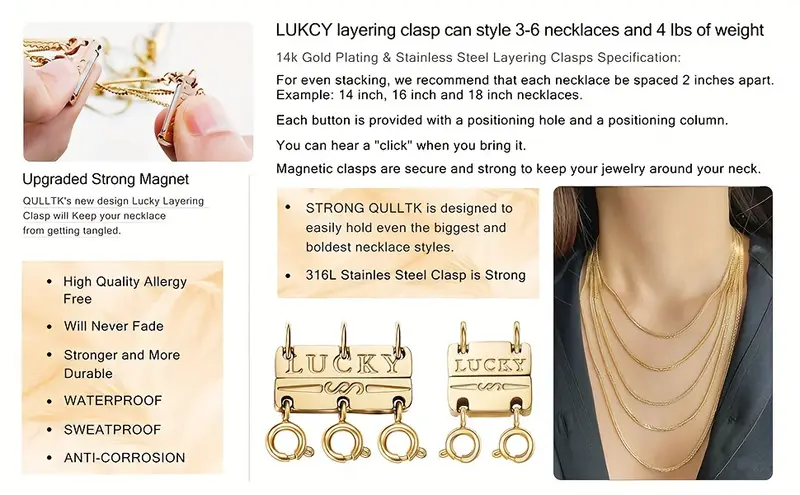 Multi Layers Necklace Clasp Layering Jewelry Clasp 18k - Temu
