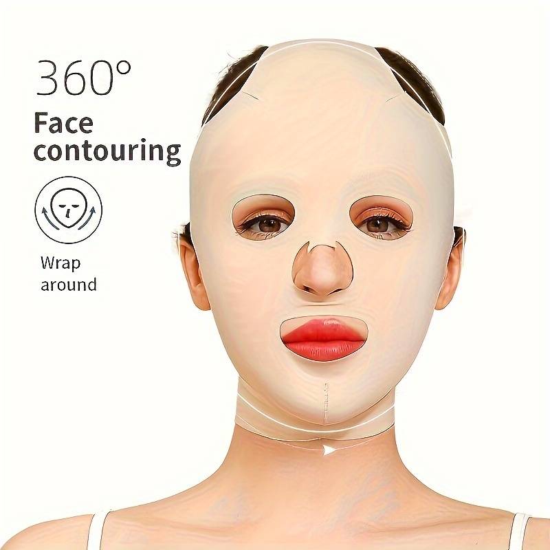 1pc 3d reusable breathable full face bandage double chin facial bandage sleeping mask skin care tool 3d beauty face mask women gift details 4