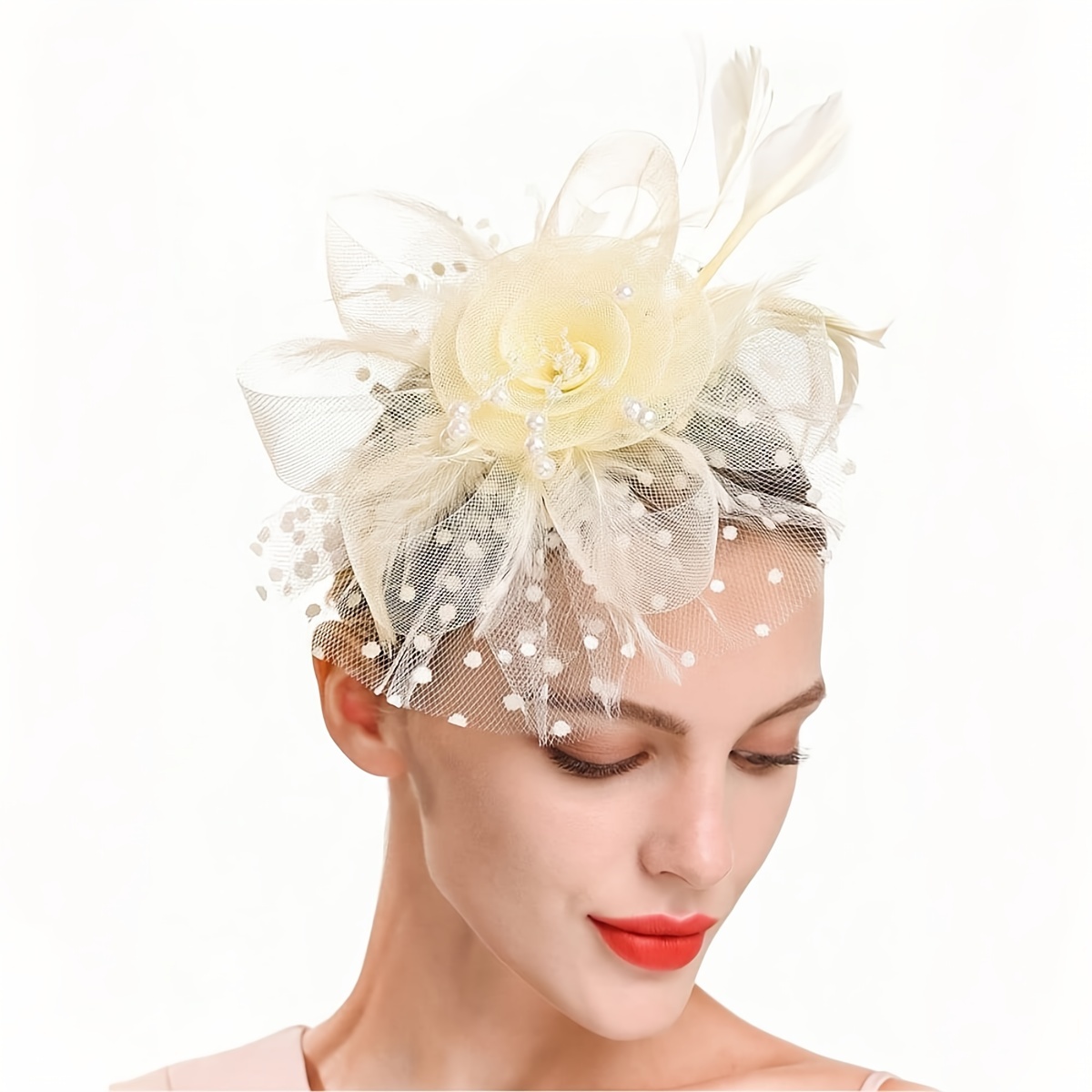 Vintage Fascinator Hut Damen - Elegante Kopfbedeckung Mit Blume, Mesh Und Federn Für Hochzeiten
