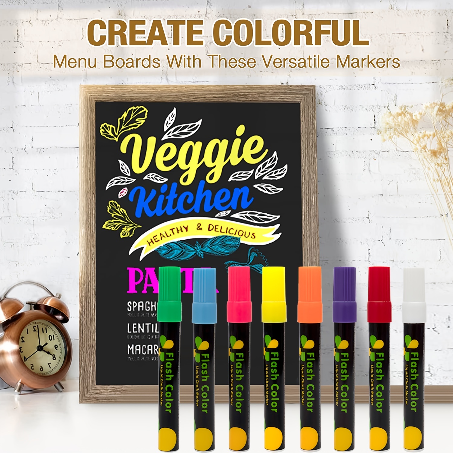 MaxGear Liquid Chalk Markers 12 Assorted Colors Chalkboard Marker Pens for  Blackboard Erasable, Neon Chalk Marker Wet Erasable Chalk Board Markers