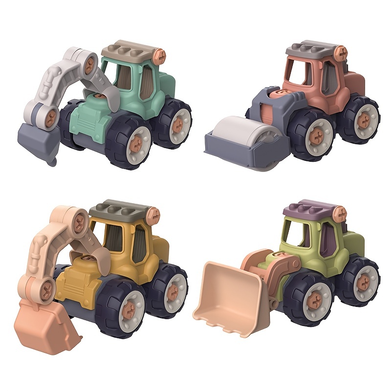 Jeux de Construction, 4 en 1 DIY Tracteur Jouet pour Enfant Garçon de 2 3 4  5 Ans, Jouet de Bulldozer de Camion Voituresde de