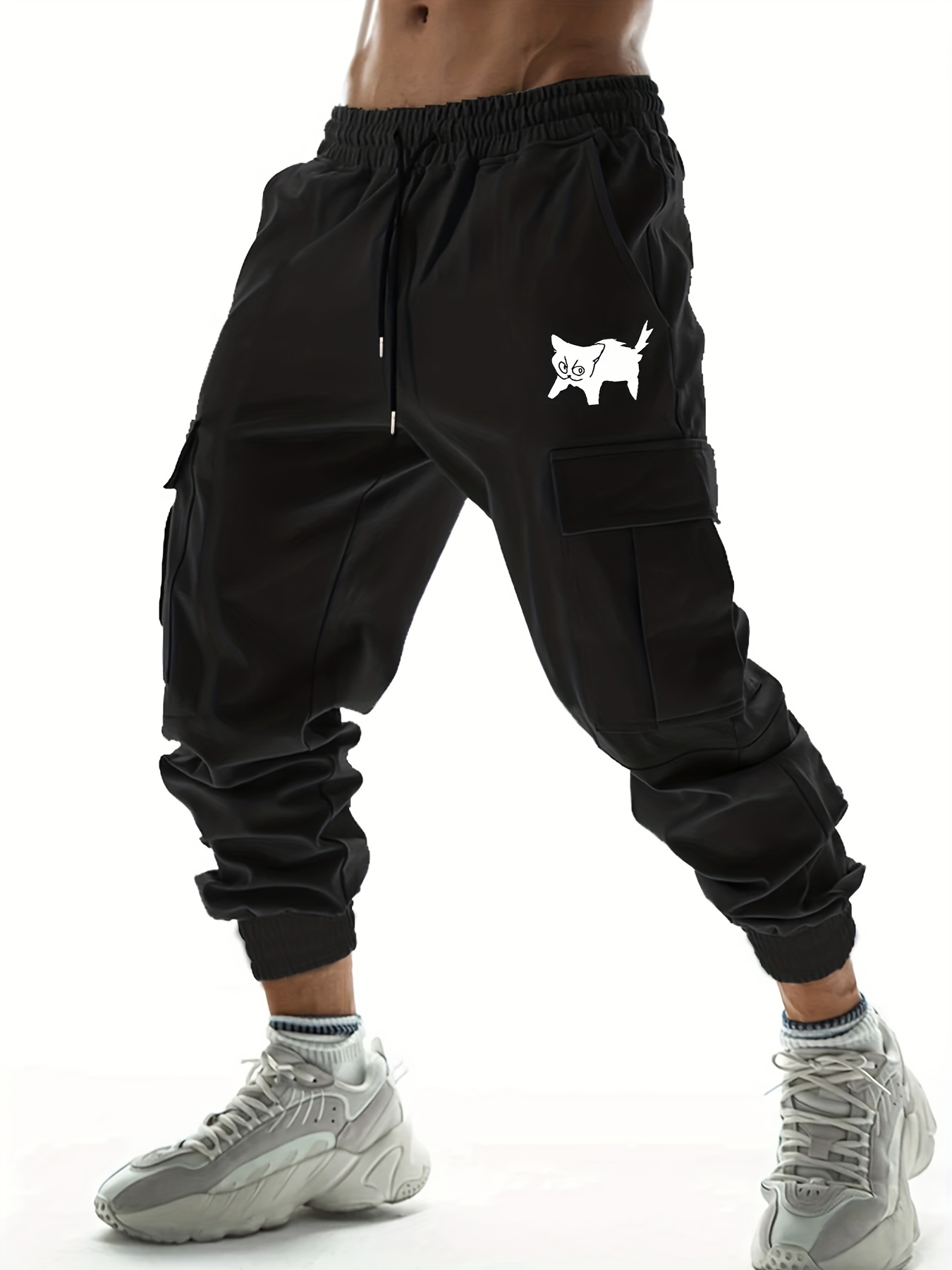 Cute Cat Print Jogger Pants Casual Drawstring Pants Pocket - Temu