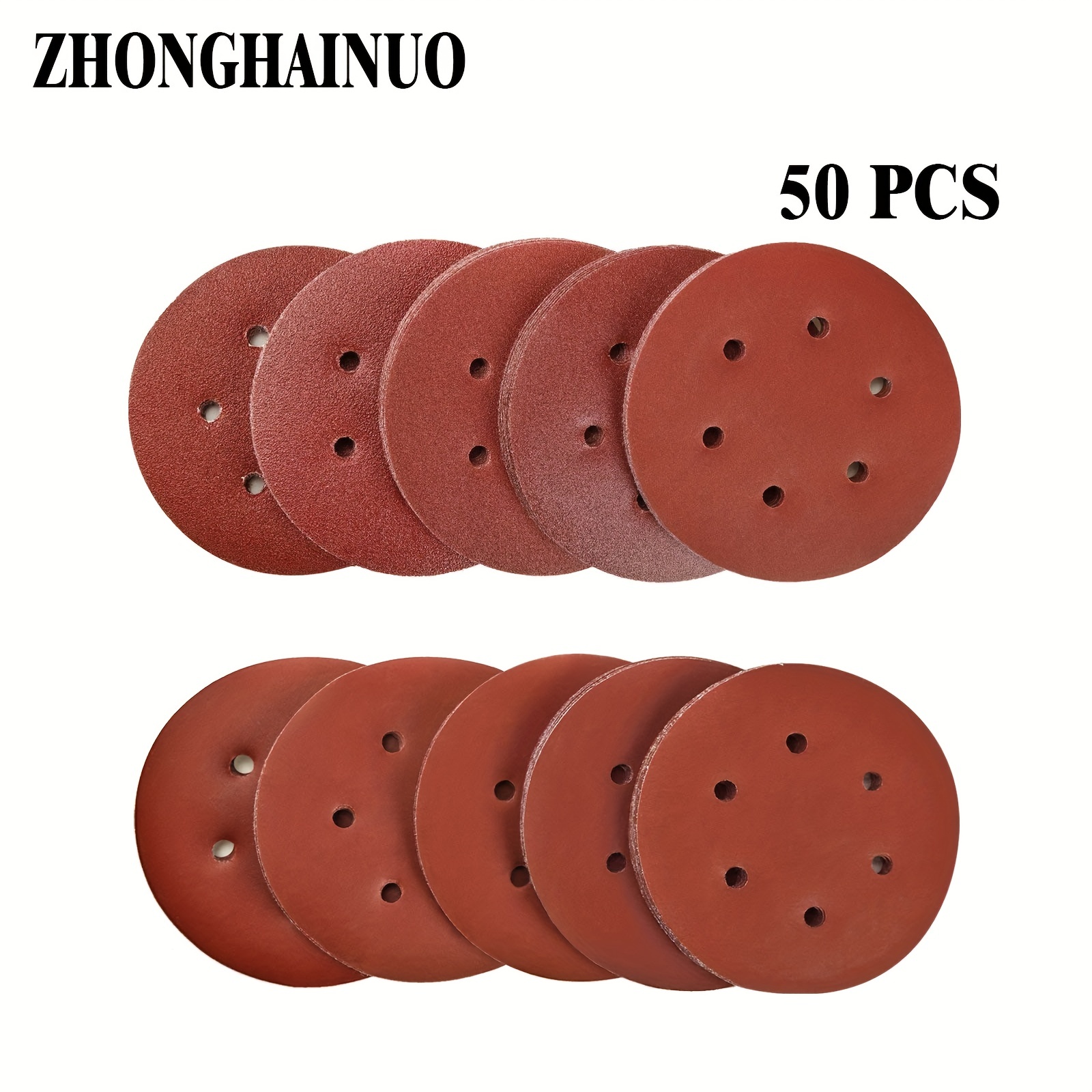 50 discos de lija con velcro, diámetro de 125 mm, grano 80, para lijadora  excéntrica, 8 agujeros : : Bricolaje y herramientas
